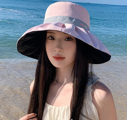 Women's Velvet Wide-Brim Bucket Hat - Casual Outdoor Sun Hat With UV Protection
