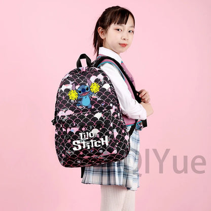 Disney Lilo Stitch Backpack Set for Girl Teen Student Back To School Knapsack Women Rucksack Mermaid Style Lunch Bag Pencil Case