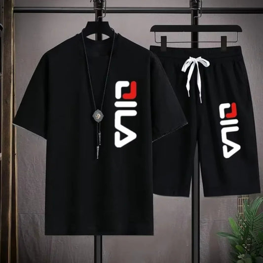 Men's Summer Two-piece Set Crew Neck T-shirt Shorts Set Fashion Printed Sports Set Fitness Jogging Daily Casual Wear Beach