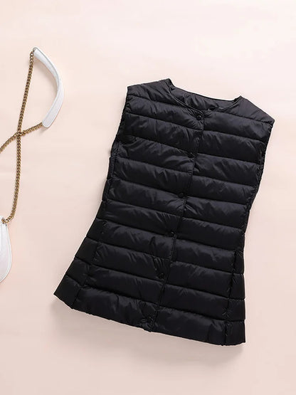 0-10℃ Ultralight Down Vest Women 2024 New Autumn Winter Female Duck Down Waistcoat Puffer Feather Padded Sleeveless Warm Jackets
