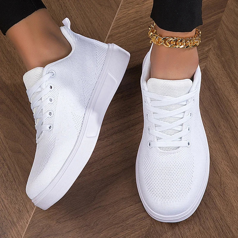 2025 tênis pretos feminino malha casual cidadã esporte sapatos planos meninas respiráveis tênis grossos brancos tenis feminino