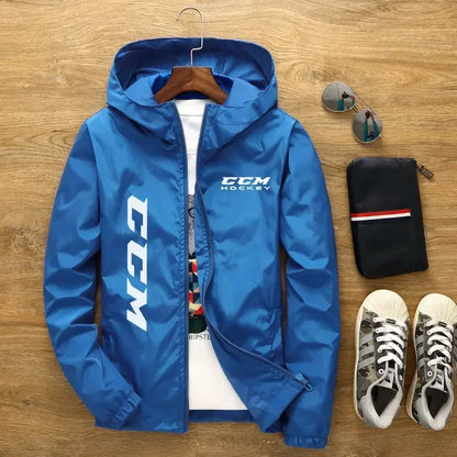 2024New Spring and Summer Hooded Men's Jacket CCM Hockey Herre Casual Windbreaker Zipper tynd sektion Hooded Jacket Men 7XL