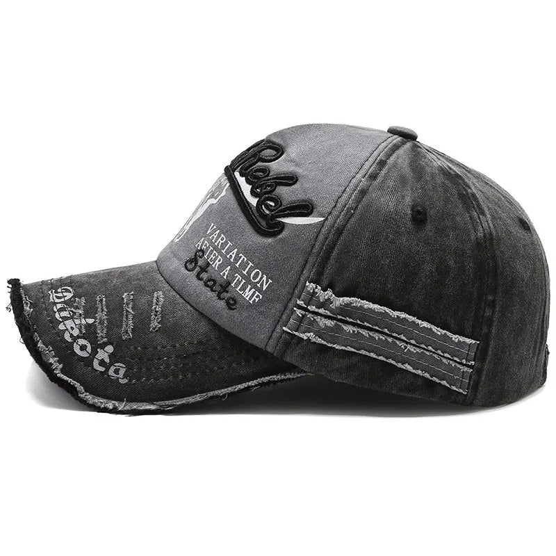 Cargador de algodón de algodón unisex letra bordado de béisbol gaca de béisbol patrón de cabeza de vaca