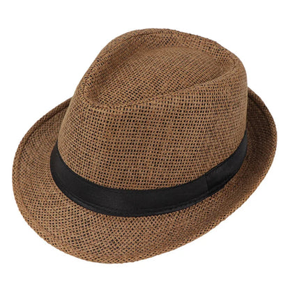 Primăvara Părinte Părinte Copil Straw Straw Cap Respirabil pentru bărbați pentru bărbați pentru bărbați Proteză Solut Panglică Decorare Sunshade Jazz Top Sun Hat F58