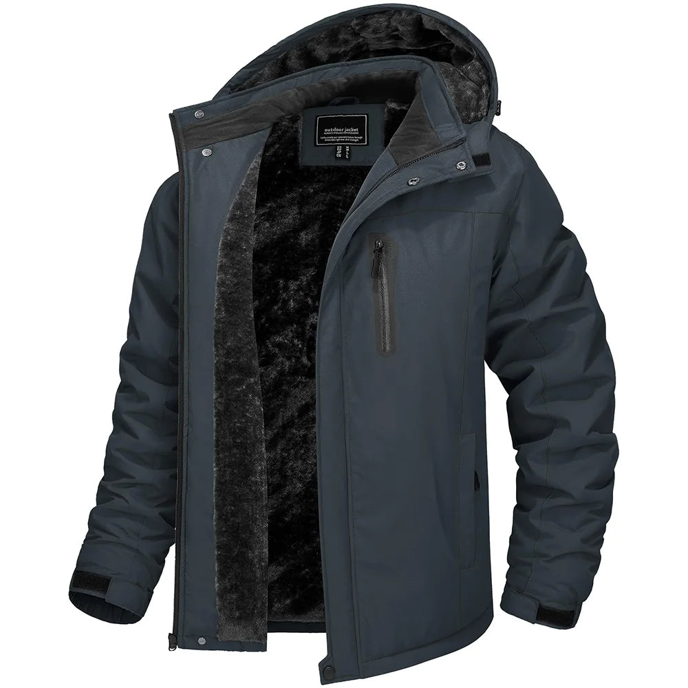 TACVASEN Winter Thicken Fleece Jacket Mens Waterproof Hiking Skiing Jackets Outdoor Mountain Trekking Windbreaker Parka Male