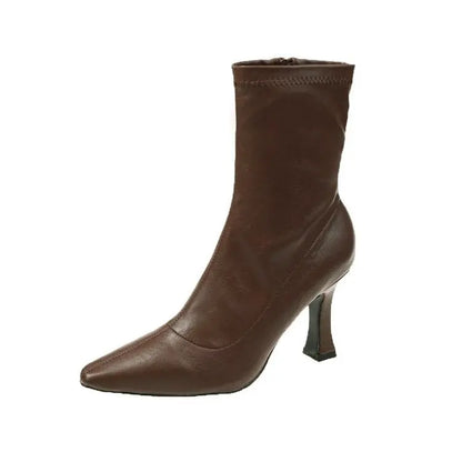 2023 WOMEN HIGH WEEL KRATKE KOŽNJI Čizme Nove čizme ženske tanke čizme za tanke potpele dame gležnjeve kratke čizme Botas de mujer