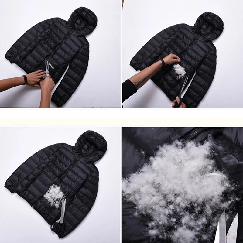 White Duck Down Winter Hoody Jackets Ultra-light Women Down Coats Puffer Long Sleeve Warm Slim Portable Thin Female Outwears 7XL