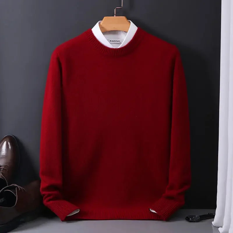 Hot Sale Cashmere Men's Sweater O-Neck Knitted Jumpers Long Sleeve Male Pullover  Soft Warm Woolen Fashion Clothing Big Size