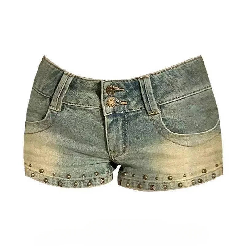 Ženy Y2K Summer Streetwear Gyaru Vintage Coquette Denim Mini Acubi Cowboy Shortů