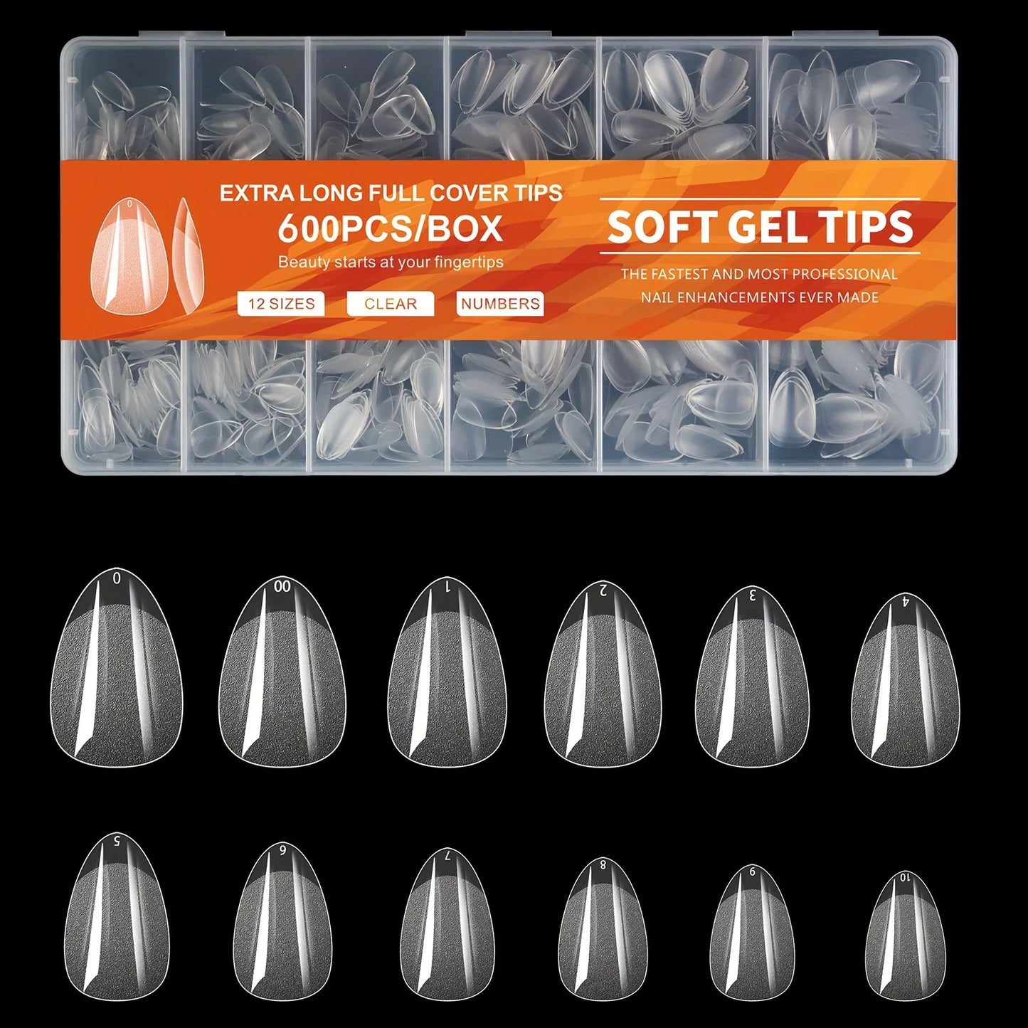 600pcs Gel Nail Tips Half Matte Clear Acrylic Nail Tips False Nail Tips for Nail Extension Manicure Tools for Nail Art Salon