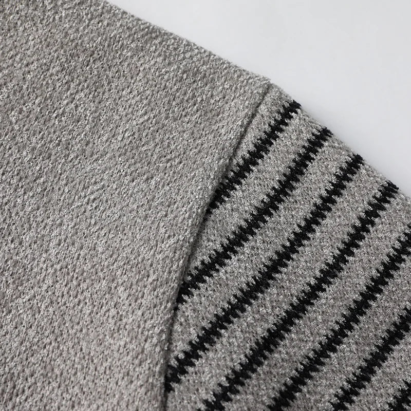 Mænds sweater Patckwork Round Neck Pullovers Fleece Foret tyk varm vinterstrik mode -hoppere Mands tøj
