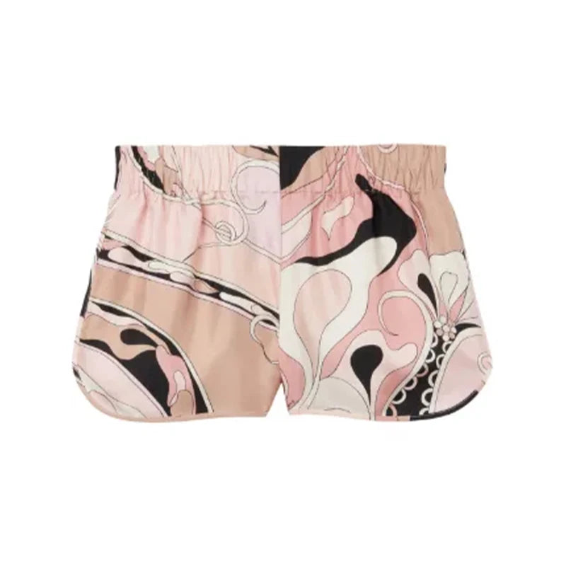 Skriv ut oregelbundna kvinnors korta kjoldräkter halter spetsar upp backless ärmlös tank topp hög midja set sommar lady strand kläder