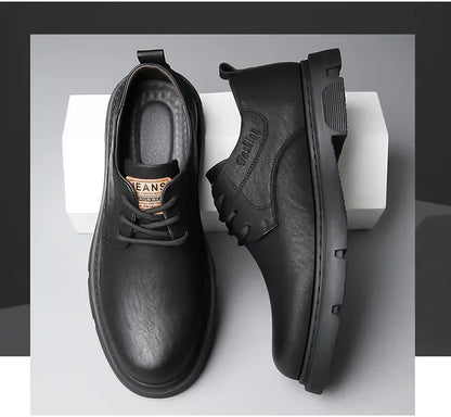 Cow Leather Autumn Platform Shoes for Men Fashion Casual New Designer Derby Shoes Male Low Top Work Ankel Boots Men
