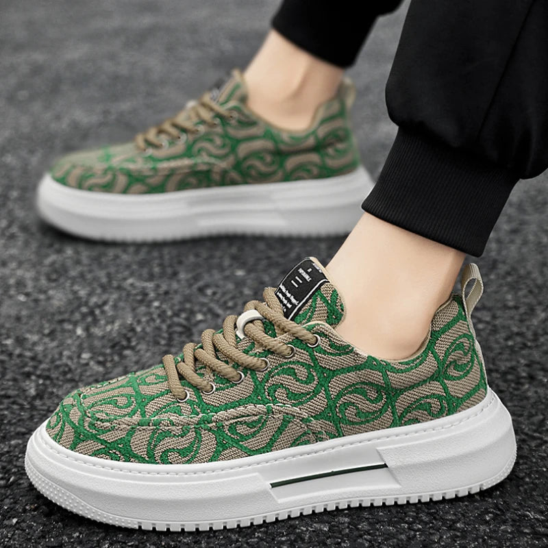 Lenkkarit miehet Uudet muotijäljet Miesten foorum Canvas Shoes Low Top Design Rale Leafers litteä vulkanoidut kengät miehet jalkineet