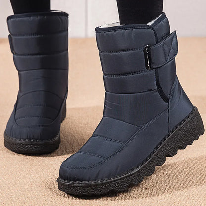 Kvinderstøvler 2024 Vintersko Kvinde Vandtæt sne støvler Vinter Varm pels Botas Mujer Korea Stil Sort ankelstøvler til kvinder