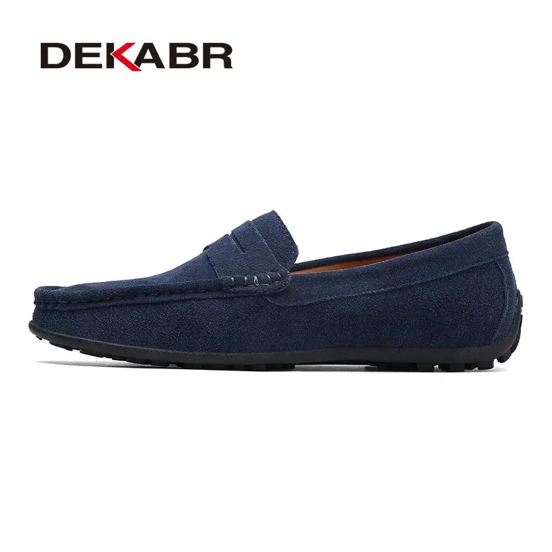 Dekabr Brand Fashion Summer Style Soft Loafers ægte læder høj kvalitet fladt afslappet sko åndbare mænd lejligheder køresko