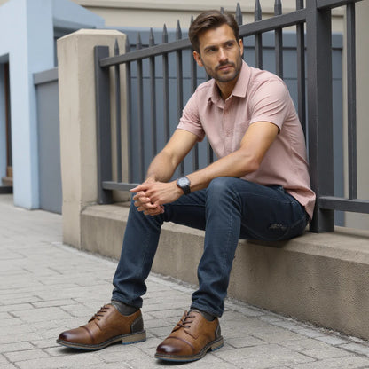 Retro menns casual Derby Shoes 2025 Fashion Leather Footwear New Style Men's Slip-on Comfortable Men Shoes