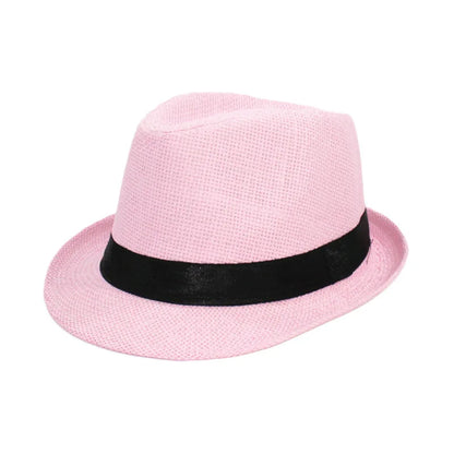 Primăvara Părinte Părinte Copil Straw Straw Cap Respirabil pentru bărbați pentru bărbați pentru bărbați Proteză Solut Panglică Decorare Sunshade Jazz Top Sun Hat F58