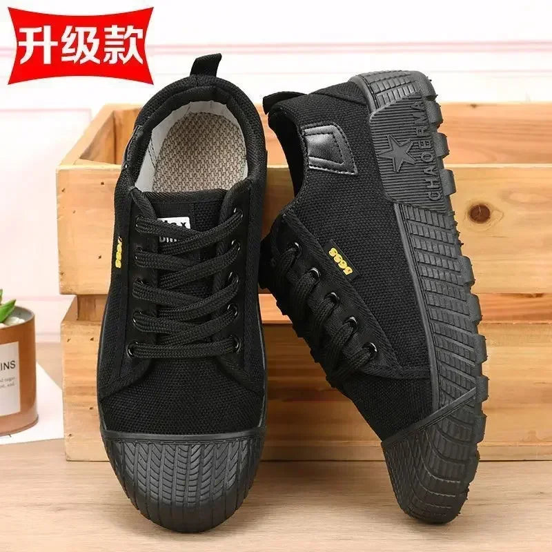 Mens Canvas skor utomhus andningsbara arbetsskor non slip casual sneakers för manlig mjuk sula promenadlägenheter zapatos casuales