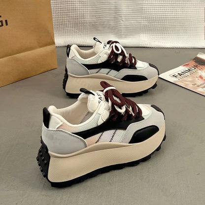 Spring automne Nouveau 2025 Plateformes féminines baskets en maille respirante Chaussures décontractées sans glissement confortables