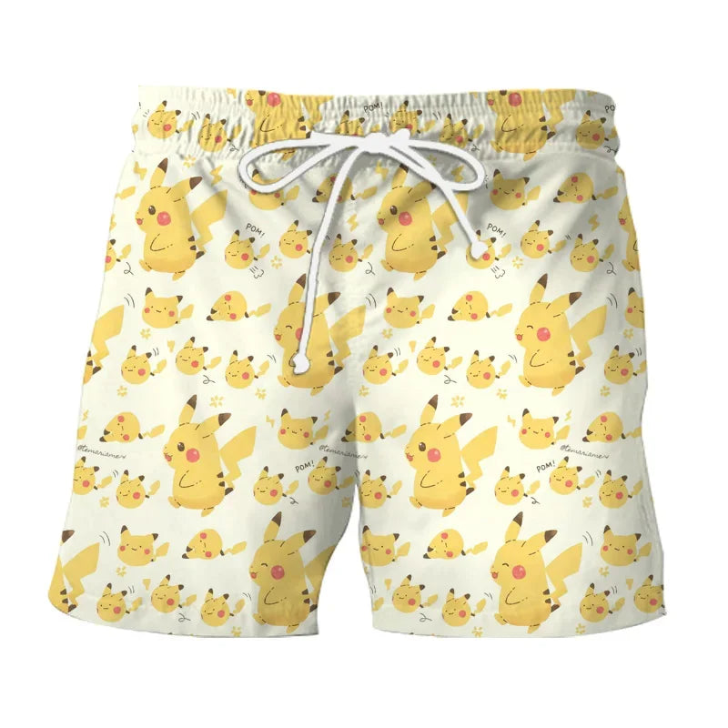 Pokemon Pikachu Gengar Snorlax Shirts floraux Men Femmes Short Short Sleeves Bouton Couple de pyjamas Set Trendy Beach Coat Anime