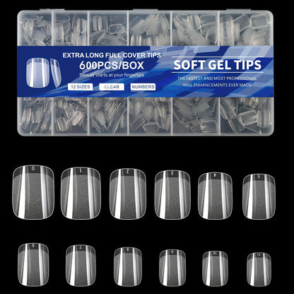 600pcs Gel Nail Tips Half Matte Clear Acrylic Nail Tips False Nail Tips for Nail Extension Manicure Tools for Nail Art Salon