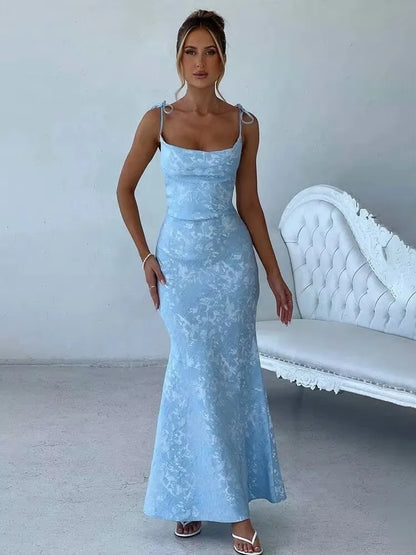Townlike Jacquard Waist Wrap A-line Dress Women Mini 2024 Spring Summer Dress Elegant Bow Backless Sexy Party Dresses