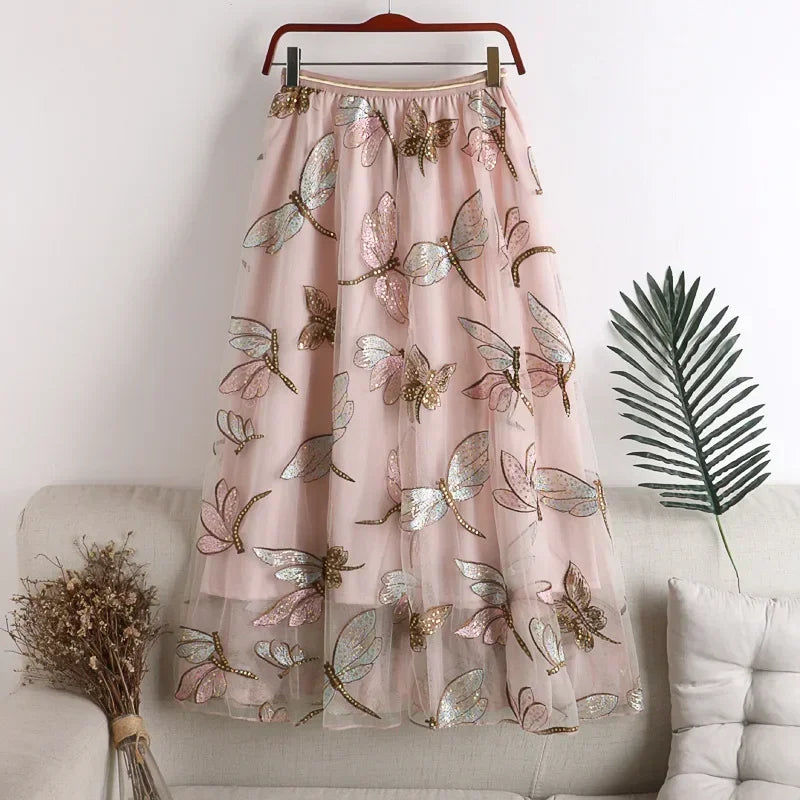 Woman Clothing Casual Elegant Summer Embroidery Streetwear Party Y2k Skirt Fashion Clothes Vintage Long Skirt Ethnic Style
