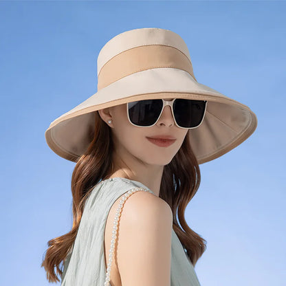 Panama Women's Fisherman Sun Pot Hat Sunscreen Beach Summer Hat Big Brim Fashion Bow Outdoor Cap H41