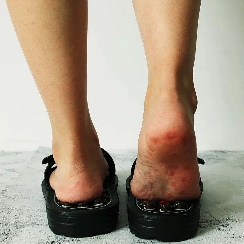 Akupoint massasje tøfler massasje sko for føtter unisex hjemme flip flop helsehjelp roterende føtter kinesisk akupressur
