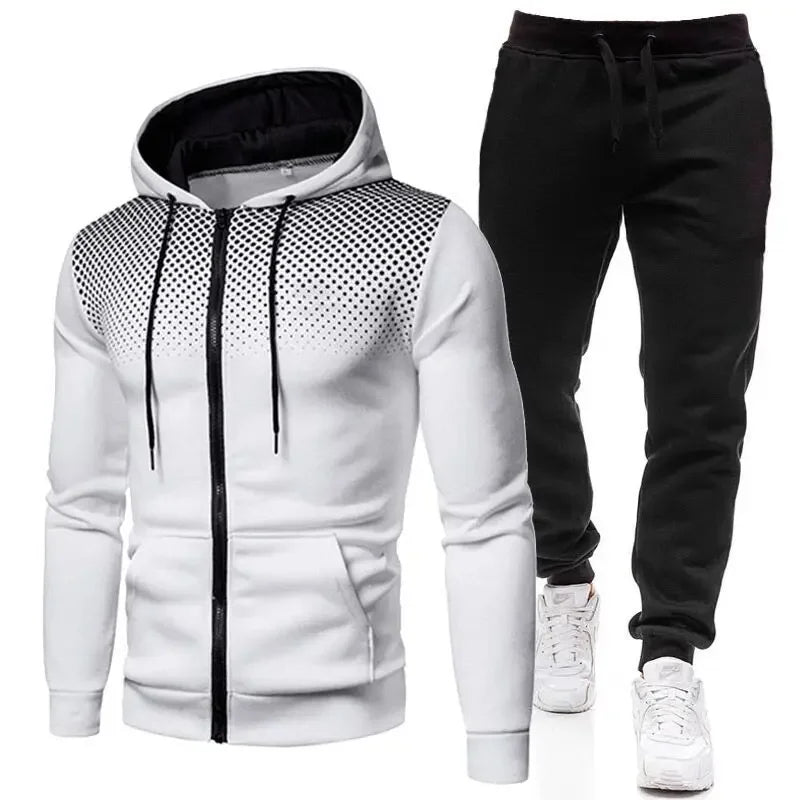 Set di abbigliamento sportivo di alta qualità da uomo e autunno di alta qualità 2025, set da jogging di fitness casual in due pezzi, Sweatshi con cappuccio con cerniera