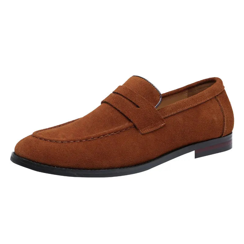 Scarpe casual maschile in pelle scamosciata in pelle autentica da uomo in pelle slip-on leggero comodi moca