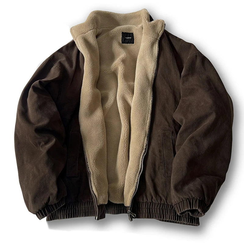 Chaqueta de vellón polar vintage japonesa hombres invierno chaqueta gruesa de alta calidad