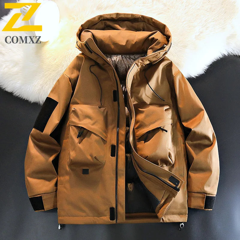 2025 High Quality Men's Winter Jacket Trendy Casual Thickened Graphene Warm Hooded Parka Snow Ski Very Cold Cotton-padded Coat