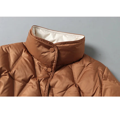 Lagabogy 2025 New Autumn Winter Women Ultralight White Duck Down Long Jacket Female Single-Breasted Double Sided Puffer Coat