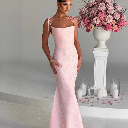 NIDANSSI White Jacquard Pleated Evening Party Dress Women Robes Backless Elegant Sexy Dress Bodycon Long Summer Dress Vestidos