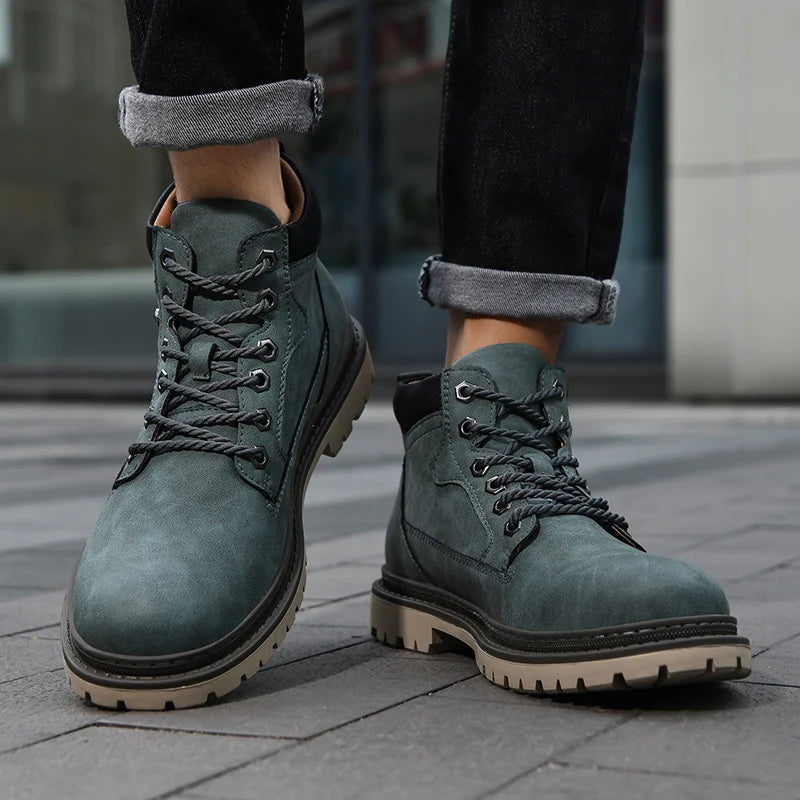 Håndlagde menn støvler Ankel vinterskinnsko Høst utendørs turskoker joggesko hombres botas høyt topp fottøy anti slip