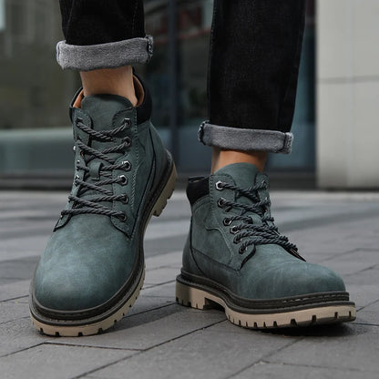 Håndlagde menn støvler Ankel vinterskinnsko Høst utendørs turskoker joggesko hombres botas høyt topp fottøy anti slip