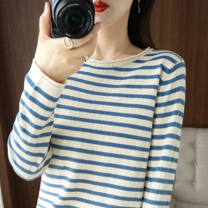 Femei Pulover 100% din bumbac ondulat cu b-gât pullover toamna iarna tricot casual îmbrăcăminte modă cu fundul moale de blaturi de pulover