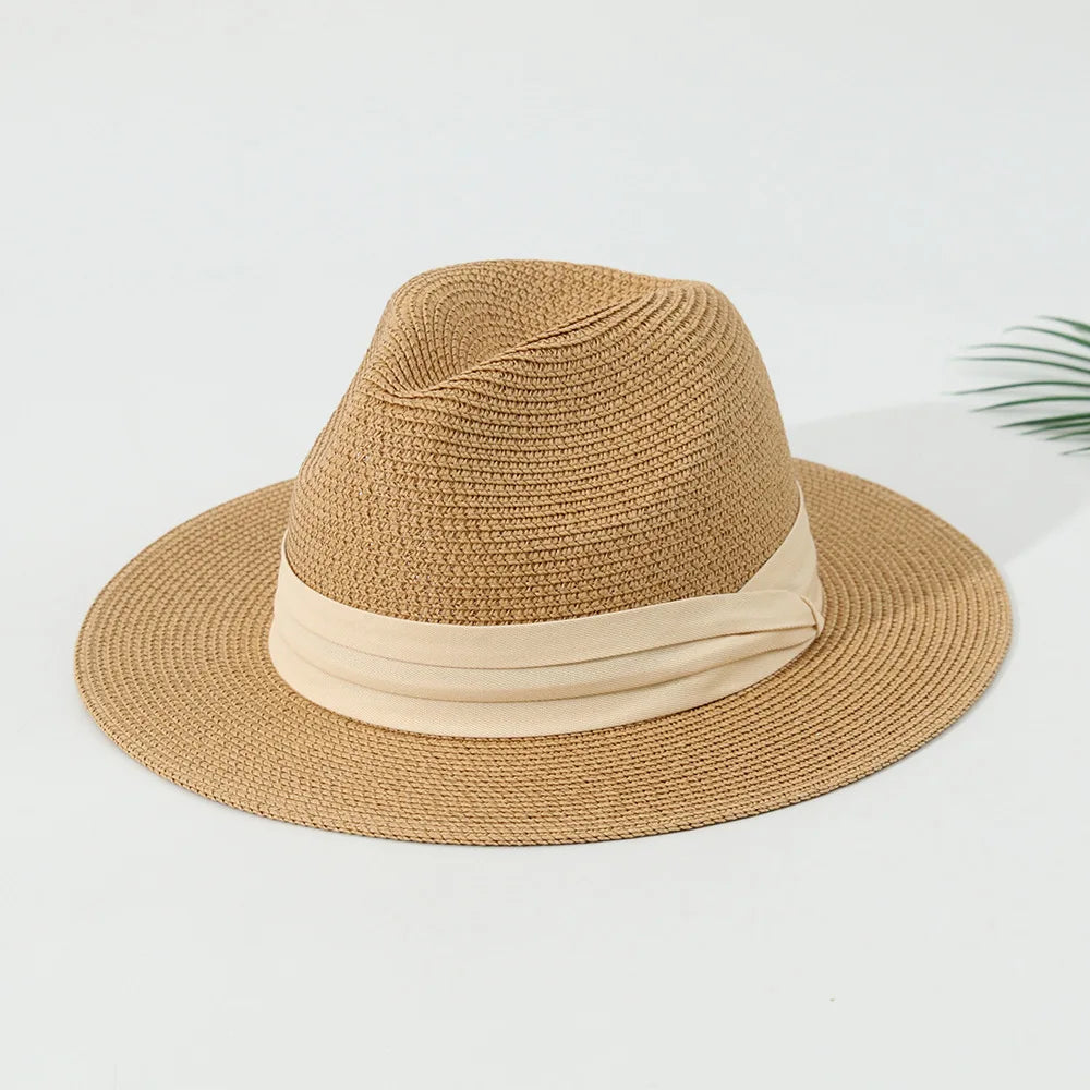 USPOP Men’s Foldable Paper Straw Sun Hat Unisex Wide Brim Summer Panama Hat for Beach Travel Outdoor UV Protection 2 Sizes (M/L)