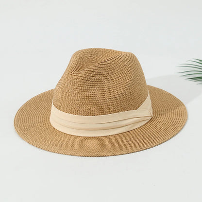 USPOP Men’s Foldable Paper Straw Sun Hat Unisex Wide Brim Summer Panama Hat for Beach Travel Outdoor UV Protection 2 Sizes (M/L)