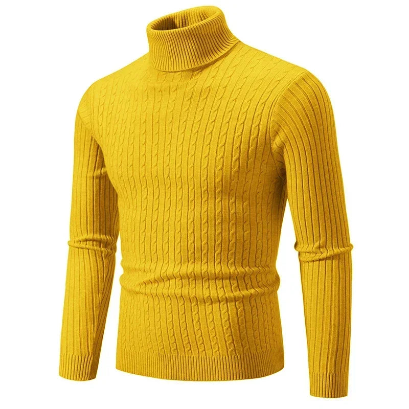 Suéter de cuello alto para hombres sólidos de color sólido