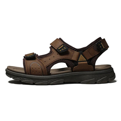 Golden Sapling Summer Shoes Genuine Leather Sandals Outdoor Men's Beach Sandals Leisure Flats Retro Footwear Men Casual Moccasin