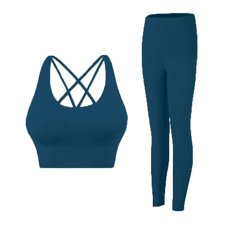 2 Piece Yoga Clothes Women's Tracksuit Athletic Wear Pilates Fitness Suit Gym Workout Push Up Clothes Sports Leggings Suit👖👖