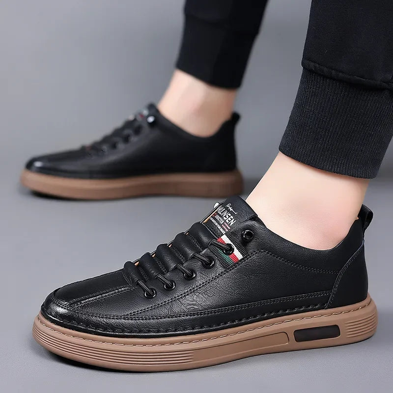 Brandowe nowe skórzane buty dla mężczyzn dla mężczyzn bez poślizgu buty sportowe moda wygodne trampki męskie płaskie buty zwykłe buty