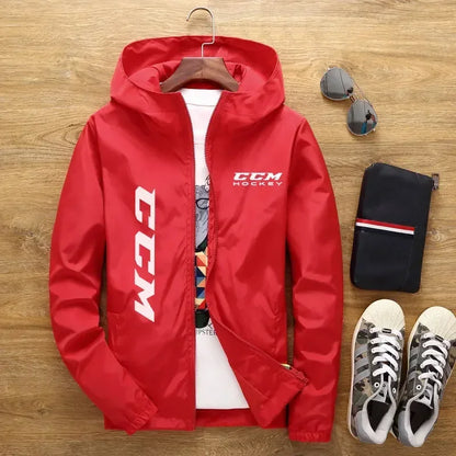 2024New Spring and Summer Hooded Men's Jacket CCM Hockey Herre Casual Windbreaker Zipper tynd sektion Hooded Jacket Men 7XL