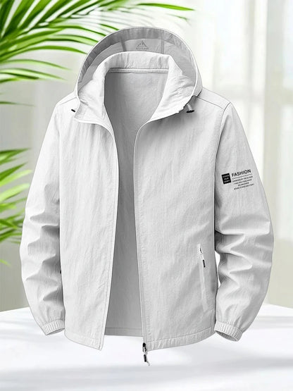 Men's Hooded Sun Protection Jacket Lightweight Outdoor Windbreaker Quick Dry Breathable UV Coat for Hiking Running Travel Beach