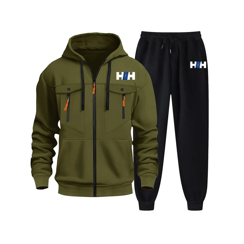Hot Sale Pánské teplákové soupravy Pánské kapuce Příležitostné jednotky pro jedno kus sportovní zip mikiny a tepláky pohodlí venkovní jogging sport denně