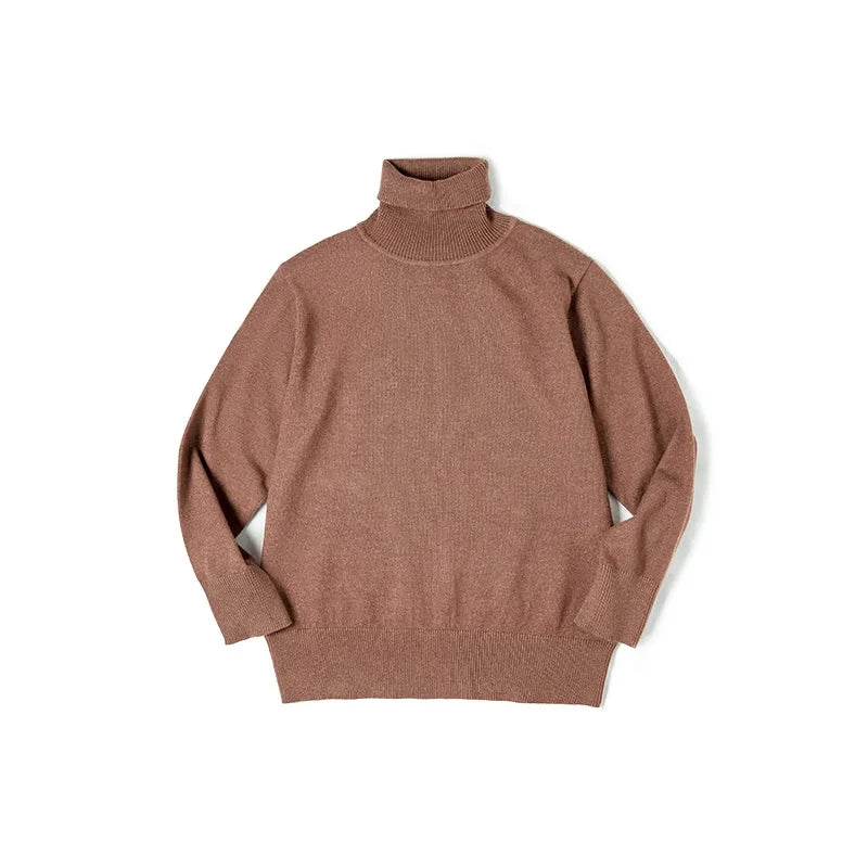 Maden Thermal Sweater Men’s Turtleneck Basic Knitted Shirts Autumn Winter Solid Thick Pullovers Turn-down Collar Soft Underwear