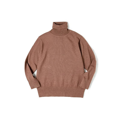 Maden Thermal Sweater Men’s Turtleneck Basic Knitted Shirts Autumn Winter Solid Thick Pullovers Turn-down Collar Soft Underwear